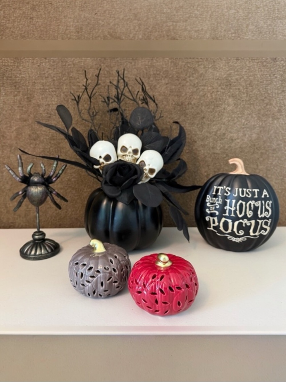 Halloween Décor Bundle Skulls Pumpkin Spider Hocus Pocus Set of 5 NWT